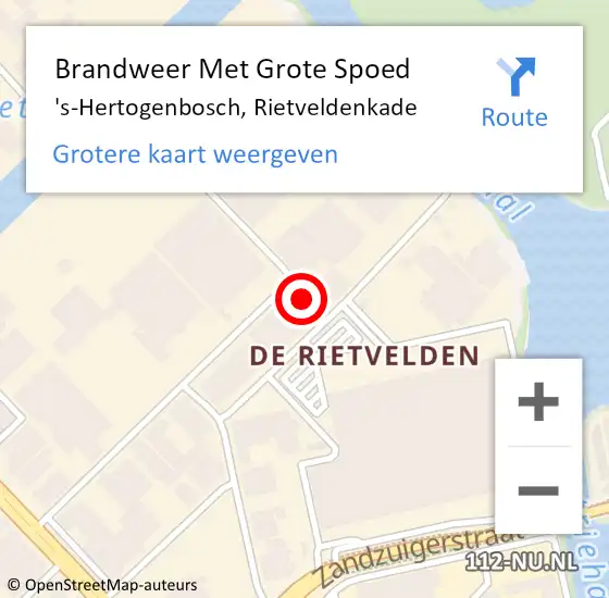 Locatie op kaart van de 112 melding: Brandweer Met Grote Spoed Naar 's-Hertogenbosch, Rietveldenkade op 26 juli 2022 11:16