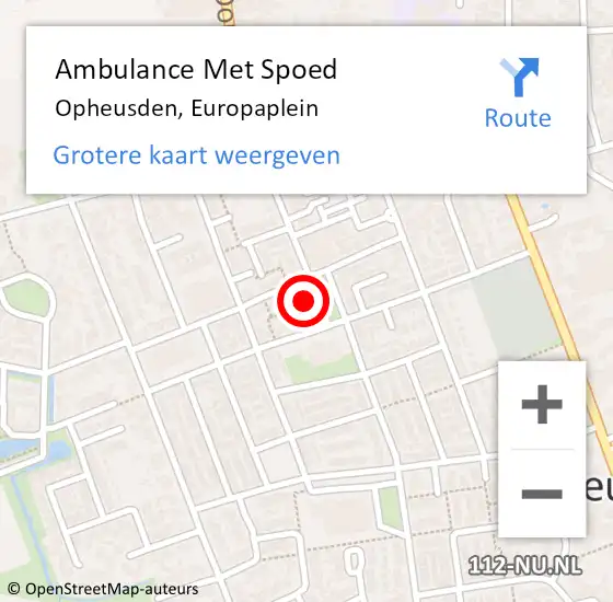 Locatie op kaart van de 112 melding: Ambulance Met Spoed Naar Opheusden, Europaplein op 26 juli 2022 11:24