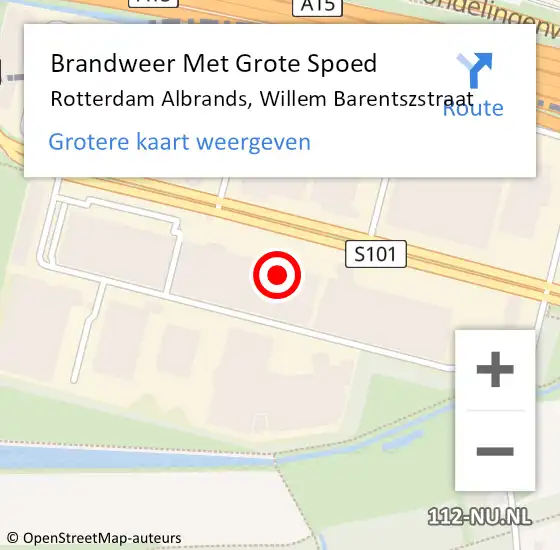 Locatie op kaart van de 112 melding: Brandweer Met Grote Spoed Naar Rotterdam Albrands, Willem Barentszstraat op 26 juli 2022 11:27