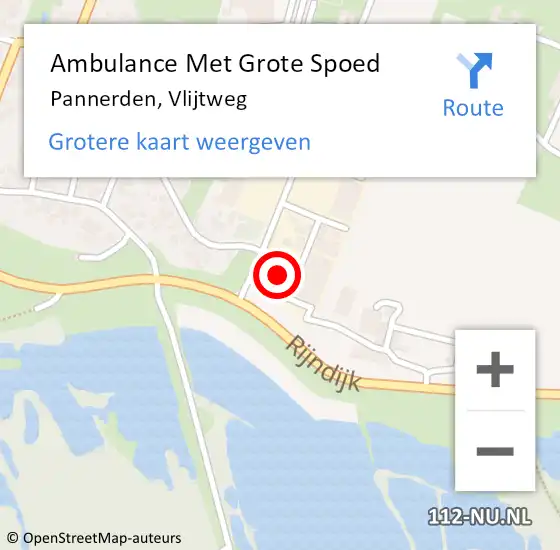 Locatie op kaart van de 112 melding: Ambulance Met Grote Spoed Naar Pannerden, Vlijtweg op 26 juli 2022 11:47