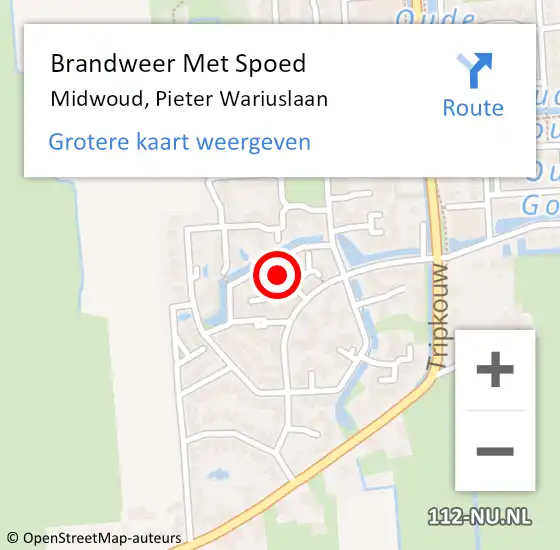 Locatie op kaart van de 112 melding: Brandweer Met Spoed Naar Midwoud, Pieter Wariuslaan op 26 juli 2022 12:03