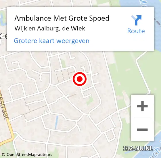 Locatie op kaart van de 112 melding: Ambulance Met Grote Spoed Naar Wijk en Aalburg, de Wiek op 26 juli 2022 12:08