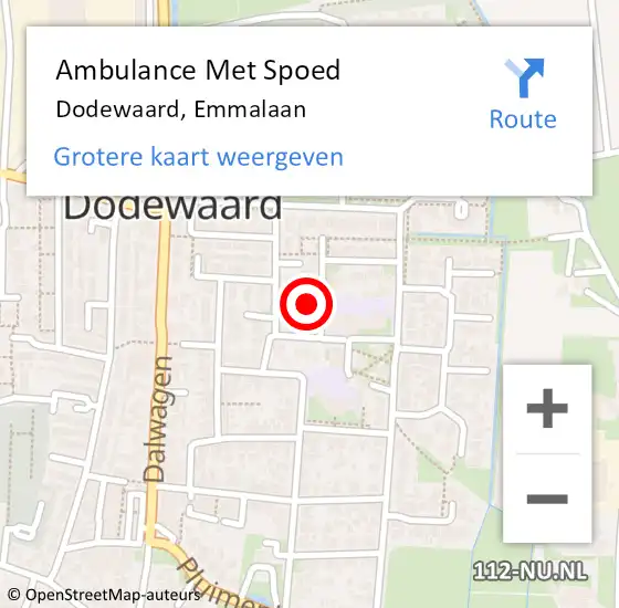 Locatie op kaart van de 112 melding: Ambulance Met Spoed Naar Dodewaard, Emmalaan op 26 juli 2022 12:27