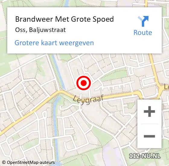 Locatie op kaart van de 112 melding: Brandweer Met Grote Spoed Naar Oss, Baljuwstraat op 26 juli 2022 12:30