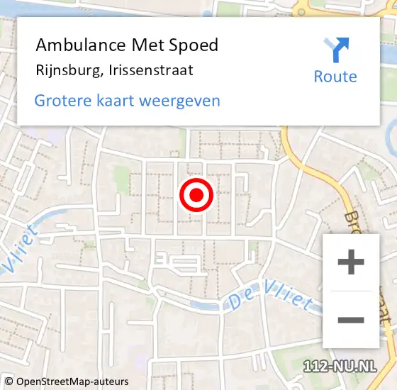 Locatie op kaart van de 112 melding: Ambulance Met Spoed Naar Rijnsburg, Irissenstraat op 26 juli 2022 12:33