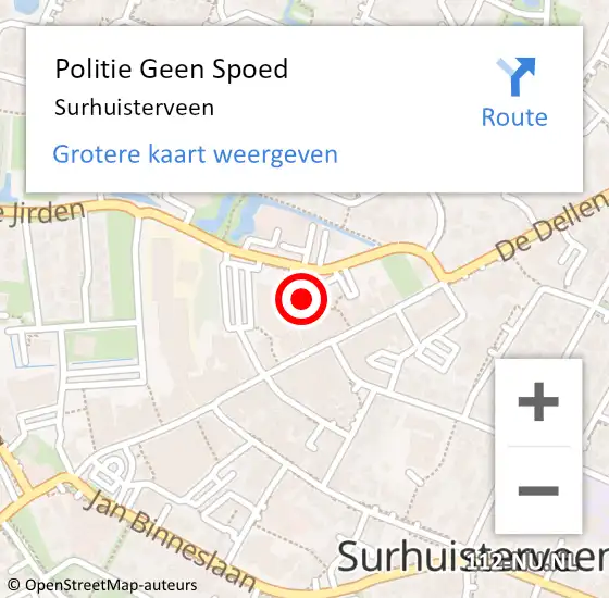 Locatie op kaart van de 112 melding: Politie Geen Spoed Naar Surhuisterveen op 26 juli 2022 12:46