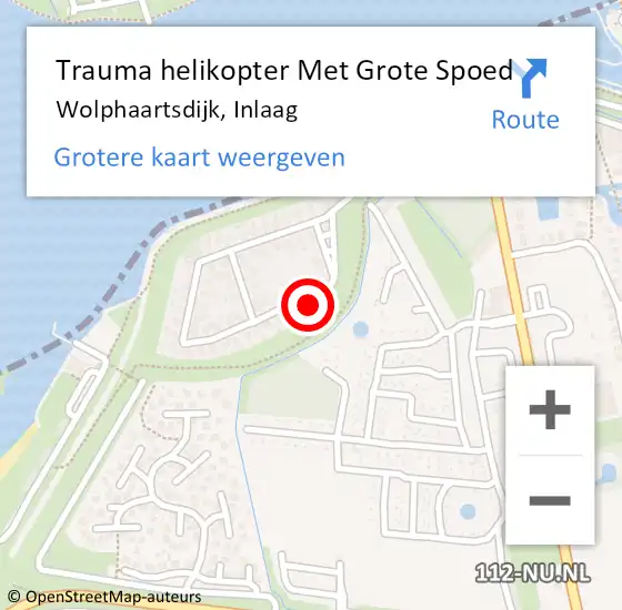 Locatie op kaart van de 112 melding: Trauma helikopter Met Grote Spoed Naar Wolphaartsdijk, Inlaag op 26 juli 2022 12:53