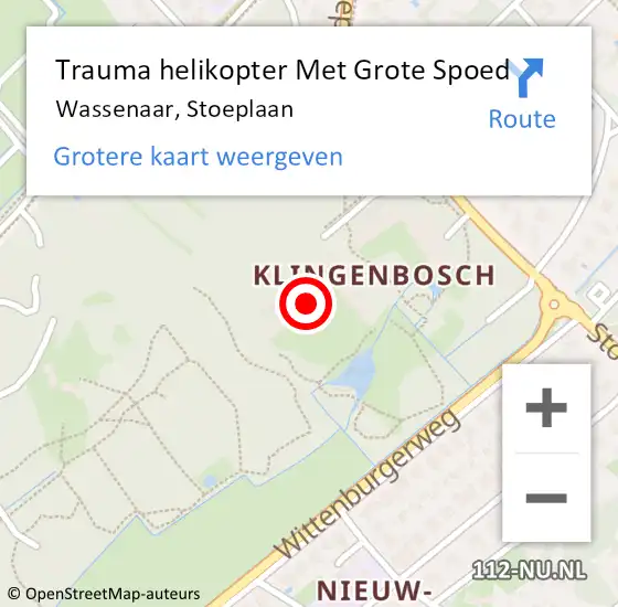 Locatie op kaart van de 112 melding: Trauma helikopter Met Grote Spoed Naar Wassenaar, Stoeplaan op 26 juli 2022 13:16