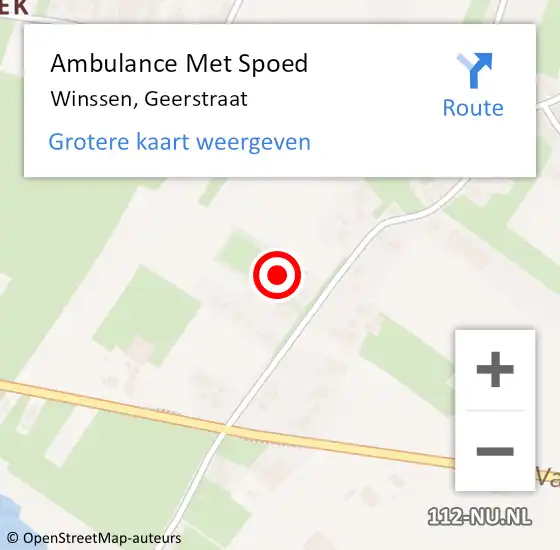 Locatie op kaart van de 112 melding: Ambulance Met Spoed Naar Winssen, Geerstraat op 26 juli 2022 13:30