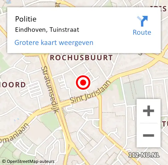 Locatie op kaart van de 112 melding: Politie Eindhoven, Tuinstraat op 26 juli 2022 13:49