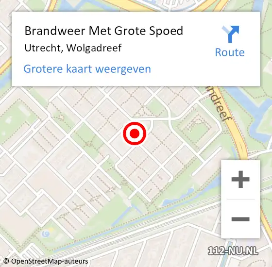 Locatie op kaart van de 112 melding: Brandweer Met Grote Spoed Naar Utrecht, Wolgadreef op 26 juli 2022 13:56