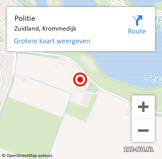 Locatie op kaart van de 112 melding: Politie Zuidland, Krommedijk op 26 juli 2022 14:24