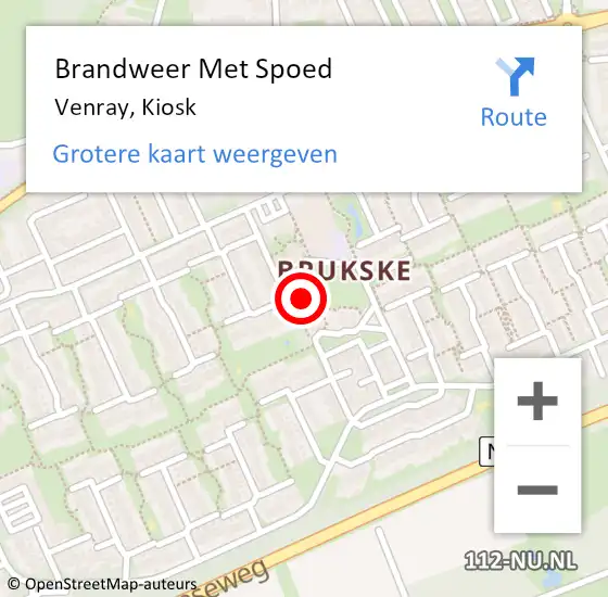 Locatie op kaart van de 112 melding: Brandweer Met Spoed Naar Venray, Kiosk op 26 juli 2022 14:54