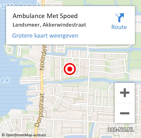 Locatie op kaart van de 112 melding: Ambulance Met Spoed Naar Landsmeer, Akkerwindestraat op 26 juli 2022 15:15