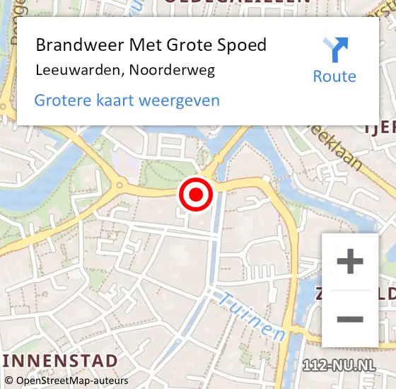 Locatie op kaart van de 112 melding: Brandweer Met Grote Spoed Naar Leeuwarden, Noorderweg op 26 juli 2022 15:28