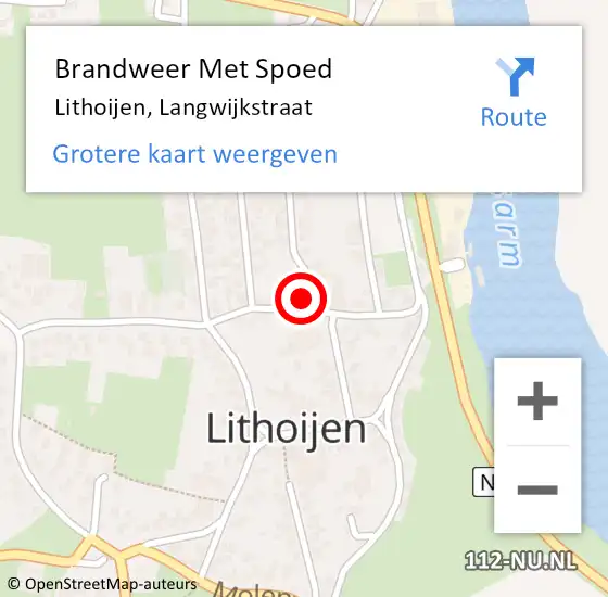 Locatie op kaart van de 112 melding: Brandweer Met Spoed Naar Lithoijen, Langwijkstraat op 26 juli 2022 15:46