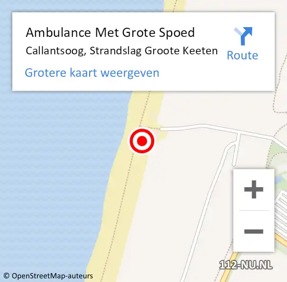 Locatie op kaart van de 112 melding: Ambulance Met Grote Spoed Naar Callantsoog, Strandslag Groote Keeten op 26 juli 2022 15:49