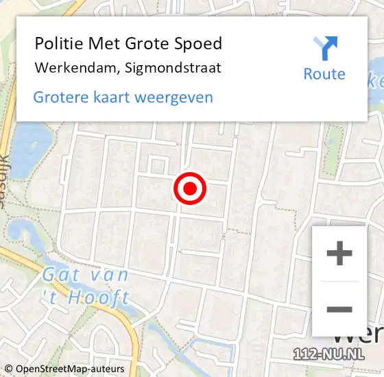 Locatie op kaart van de 112 melding: Politie Met Grote Spoed Naar Werkendam, Sigmondstraat op 26 juli 2022 15:52