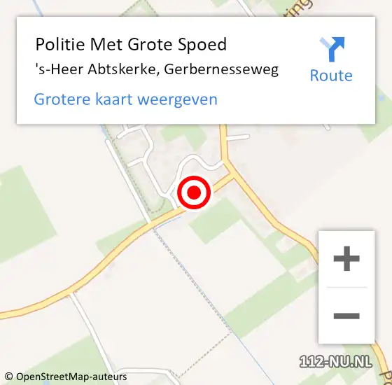 Locatie op kaart van de 112 melding: Politie Met Grote Spoed Naar 's-Heer Abtskerke, Gerbernesseweg op 26 juli 2022 15:55