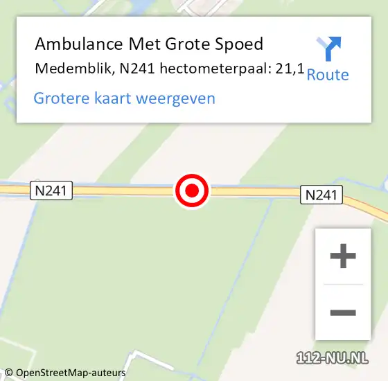 Locatie op kaart van de 112 melding: Ambulance Met Grote Spoed Naar Medemblik, N241 hectometerpaal: 21,1 op 26 juli 2022 16:00