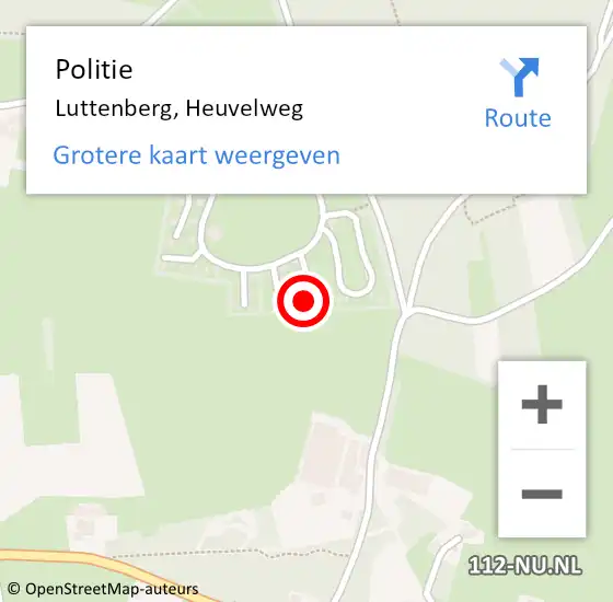 Locatie op kaart van de 112 melding: Politie Luttenberg, Heuvelweg op 26 juli 2022 16:03