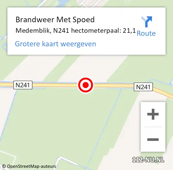 Locatie op kaart van de 112 melding: Brandweer Met Spoed Naar Medemblik, N241 hectometerpaal: 21,1 op 26 juli 2022 16:24