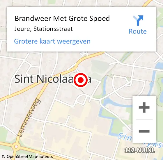 Locatie op kaart van de 112 melding: Brandweer Met Grote Spoed Naar Joure, Stationsstraat op 26 juli 2022 16:25