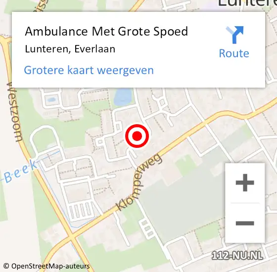 Locatie op kaart van de 112 melding: Ambulance Met Grote Spoed Naar Lunteren, Everlaan op 26 juli 2022 16:35