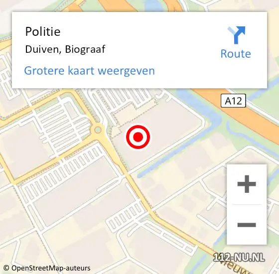 Locatie op kaart van de 112 melding: Politie Duiven, Biograaf op 26 juli 2022 17:11