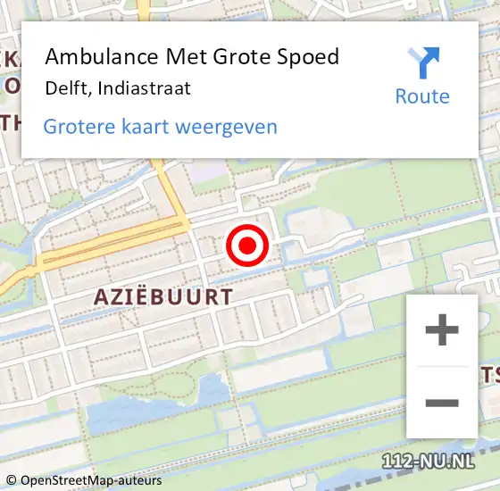 Locatie op kaart van de 112 melding: Ambulance Met Grote Spoed Naar Delft, Indiastraat op 26 juli 2022 17:18