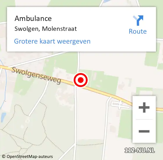 Locatie op kaart van de 112 melding: Ambulance Swolgen, Molenstraat op 24 juli 2014 13:10