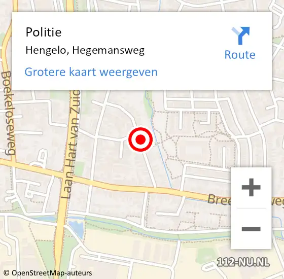 Locatie op kaart van de 112 melding: Politie Hengelo, Hegemansweg op 26 juli 2022 17:46