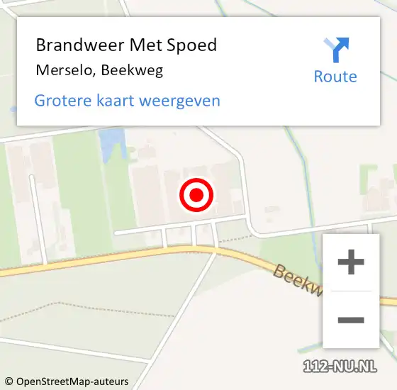 Locatie op kaart van de 112 melding: Brandweer Met Spoed Naar Merselo, Beekweg op 26 juli 2022 18:12