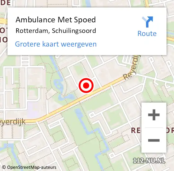 Locatie op kaart van de 112 melding: Ambulance Met Spoed Naar Rotterdam, Schuilingsoord op 26 juli 2022 18:17