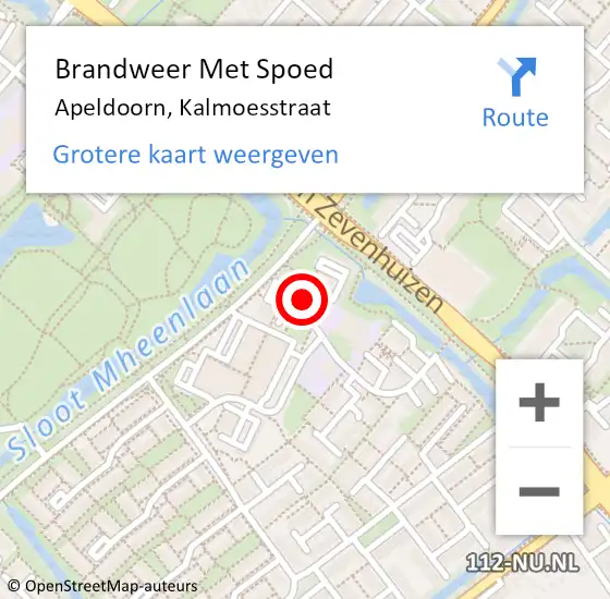 Locatie op kaart van de 112 melding: Brandweer Met Spoed Naar Apeldoorn, Kalmoesstraat op 26 juli 2022 18:19