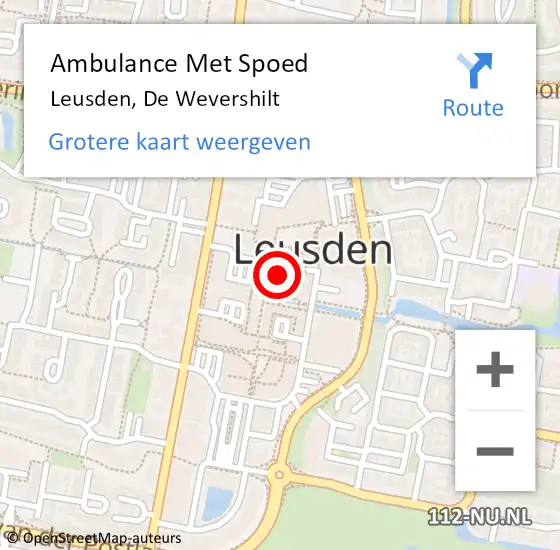 Locatie op kaart van de 112 melding: Ambulance Met Spoed Naar Leusden, De Wevershilt op 24 juli 2014 13:13