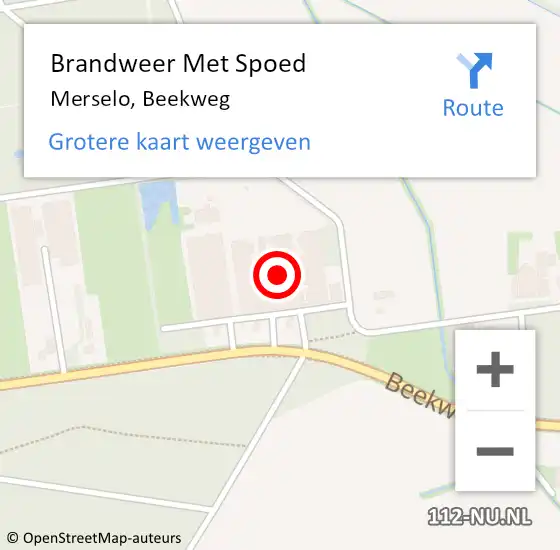 Locatie op kaart van de 112 melding: Brandweer Met Spoed Naar Merselo, Beekweg op 26 juli 2022 18:28