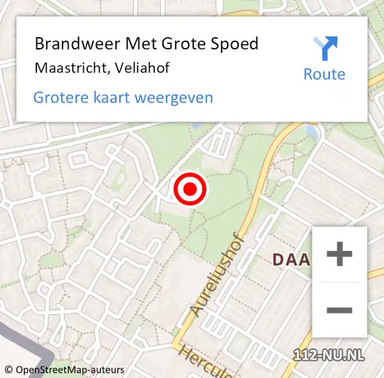 Locatie op kaart van de 112 melding: Brandweer Met Grote Spoed Naar Maastricht, Veliahof op 26 juli 2022 18:29