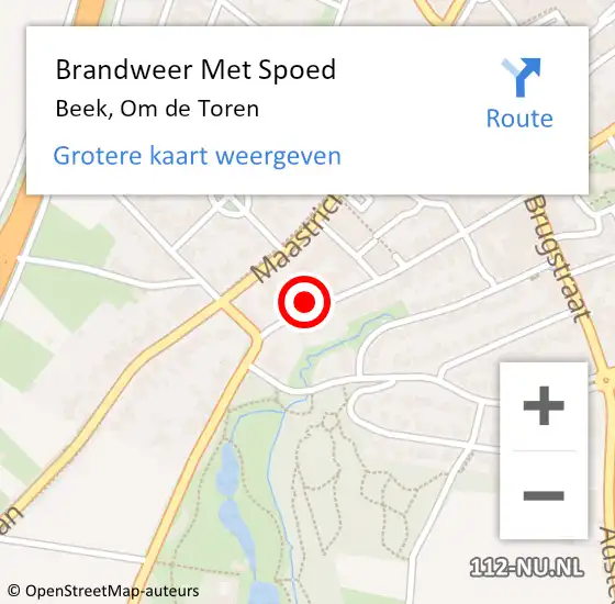 Locatie op kaart van de 112 melding: Brandweer Met Spoed Naar Beek, Om de Toren op 26 juli 2022 18:39