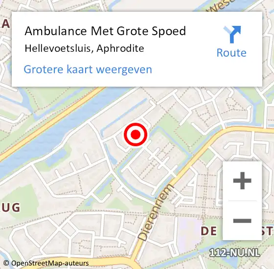 Locatie op kaart van de 112 melding: Ambulance Met Grote Spoed Naar Hellevoetsluis, Aphrodite op 24 juli 2014 13:17