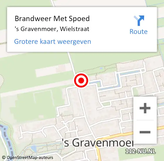 Locatie op kaart van de 112 melding: Brandweer Met Spoed Naar 's Gravenmoer, Wielstraat op 26 juli 2022 19:22