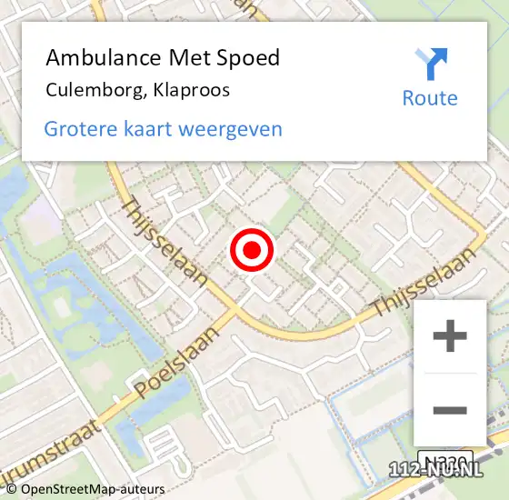 Locatie op kaart van de 112 melding: Ambulance Met Spoed Naar Culemborg, Klaproos op 26 juli 2022 19:27