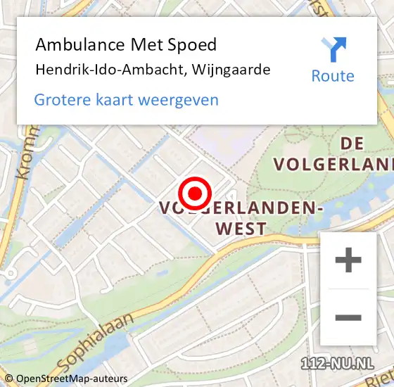 Locatie op kaart van de 112 melding: Ambulance Met Spoed Naar Hendrik-Ido-Ambacht, Wijngaarde op 26 juli 2022 19:34