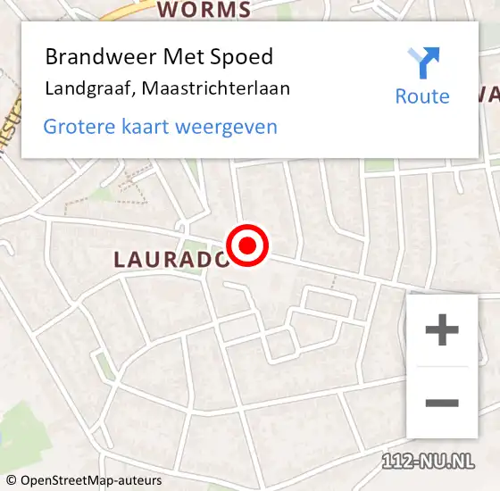 Locatie op kaart van de 112 melding: Brandweer Met Spoed Naar Landgraaf, Maastrichterlaan op 26 juli 2022 19:54