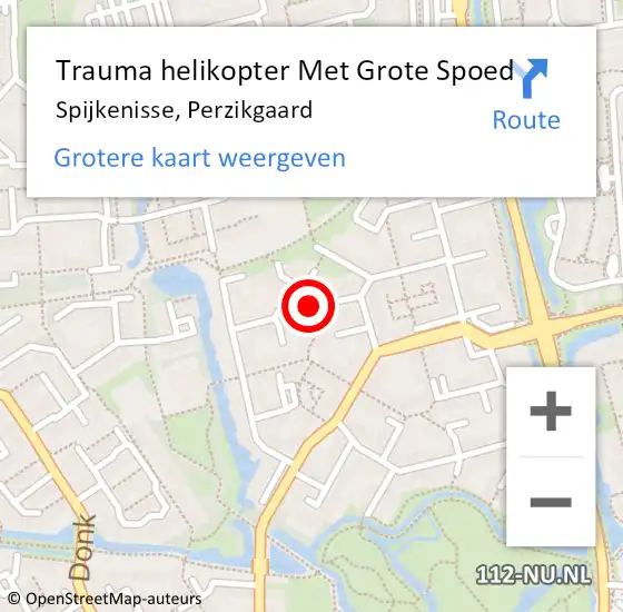 Locatie op kaart van de 112 melding: Trauma helikopter Met Grote Spoed Naar Spijkenisse, Perzikgaard op 26 juli 2022 19:55