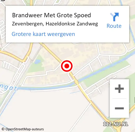 Locatie op kaart van de 112 melding: Brandweer Met Grote Spoed Naar Zevenbergen, Hazeldonkse Zandweg op 26 juli 2022 20:05