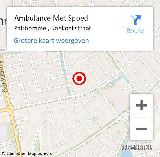 Locatie op kaart van de 112 melding: Ambulance Met Spoed Naar Zaltbommel, Koekoekstraat op 26 juli 2022 20:17