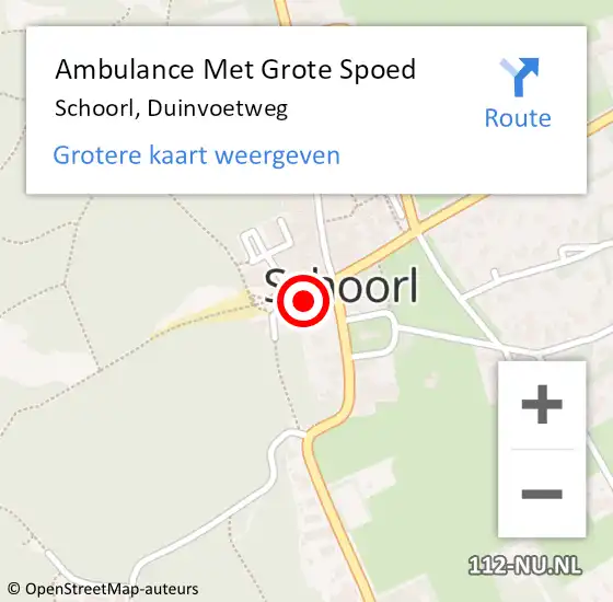 Locatie op kaart van de 112 melding: Ambulance Met Grote Spoed Naar Schoorl, Duinvoetweg op 26 juli 2022 20:29