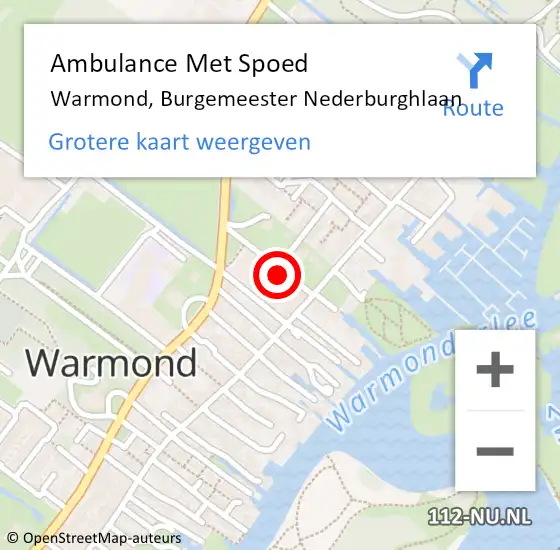 Locatie op kaart van de 112 melding: Ambulance Met Spoed Naar Warmond, Burgemeester Nederburghlaan op 26 juli 2022 21:24