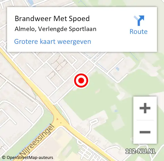 Locatie op kaart van de 112 melding: Brandweer Met Spoed Naar Almelo, Verlengde Sportlaan op 26 juli 2022 21:52